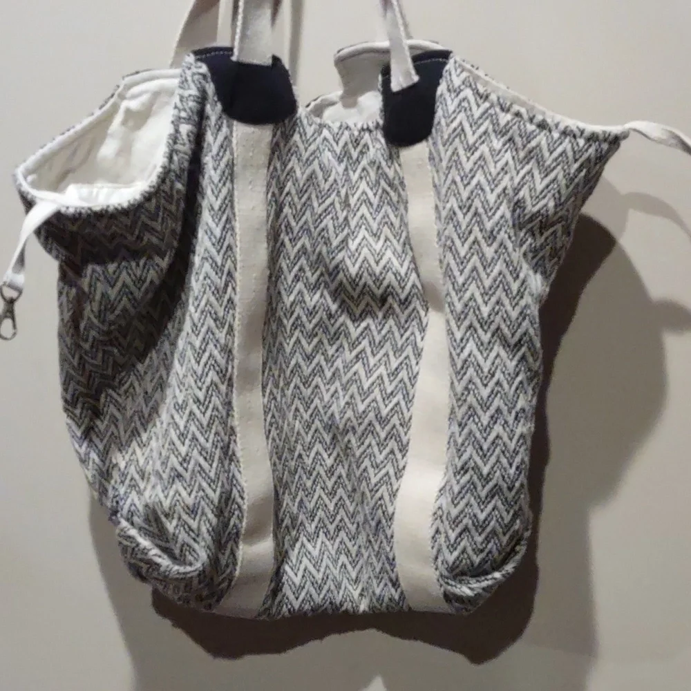 Palm Tree Patterned Tote Bag - Black and Cream Slouch Bag